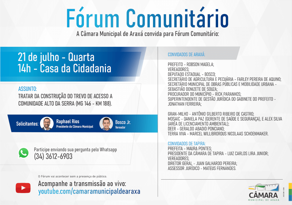 Um convite da Câmara  Municipal de Araxá