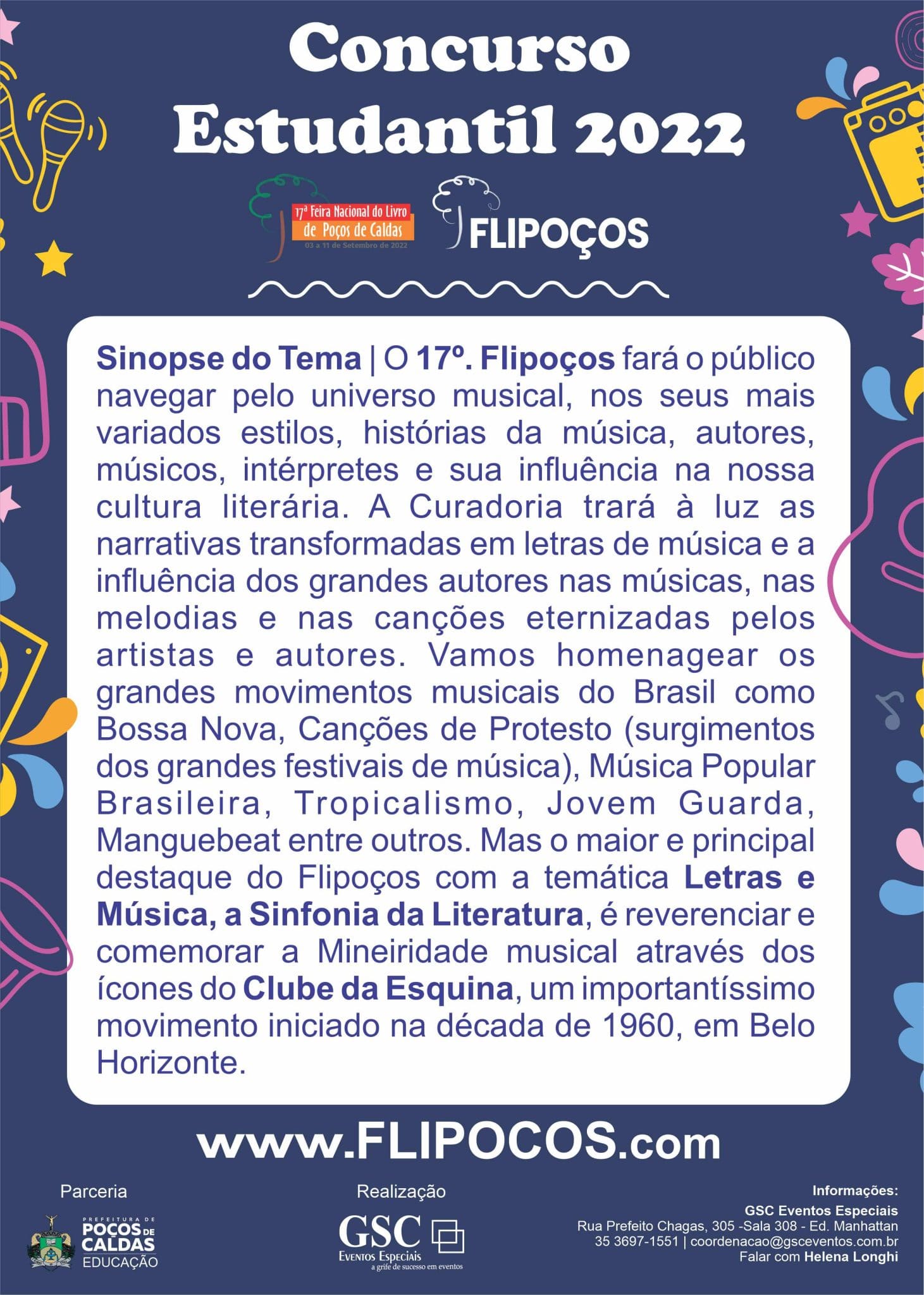 Concurso Estudantil e 1º. Prêmio Literário do Flipoços 2022 estão em andamento