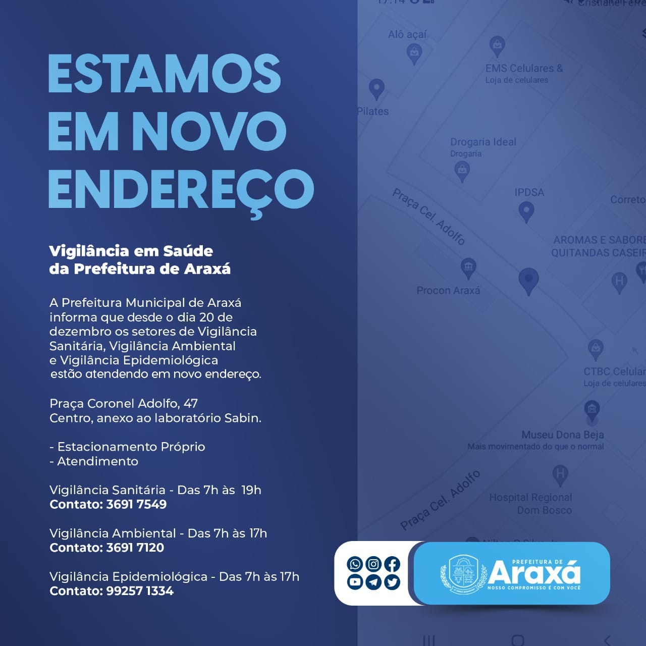 Prefeitura de Araxá informa mudança de endereço de secretarias