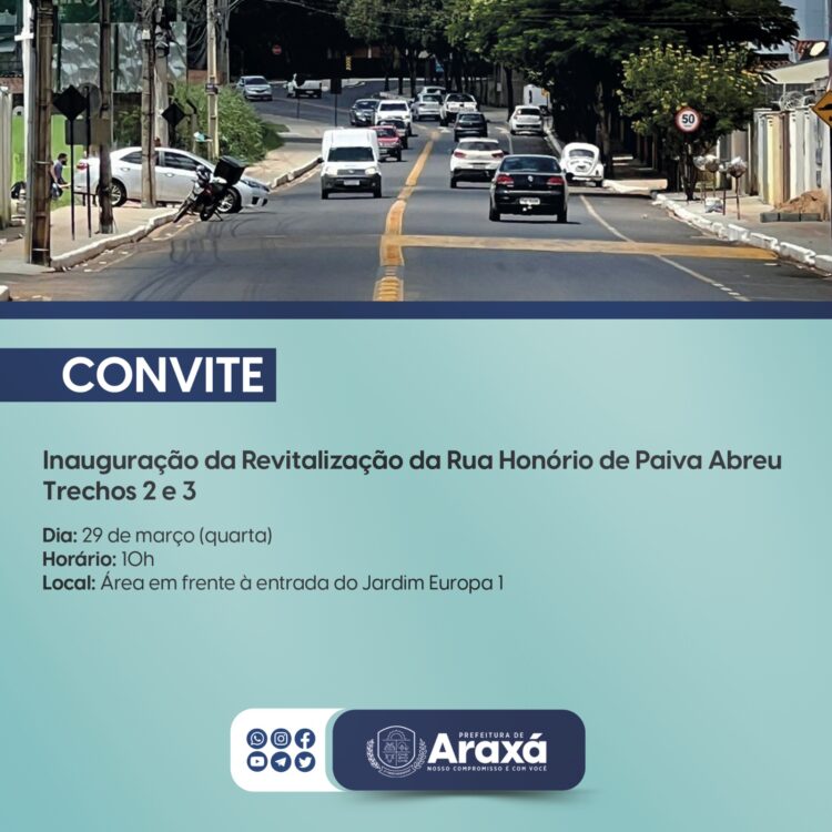 Convite Inauguração Etapa 1 – Revitalização Rua Honório de Paiva Abreu