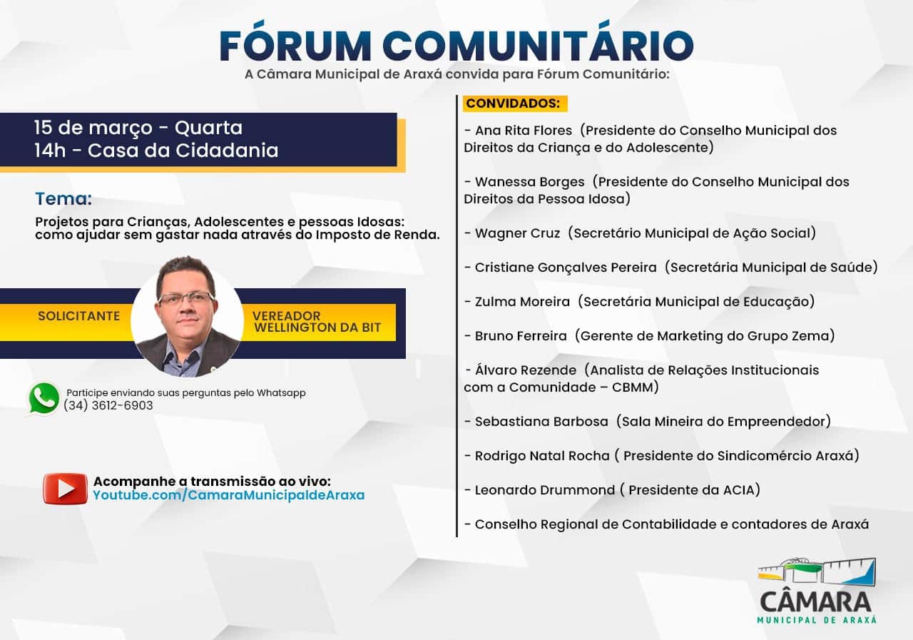 CONVITE: Fórum Comunitário – 15 de março de 20023