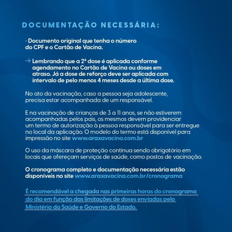 Saúde convoca população de 18 a 59 anos para vacina monovalente contra a Covid-19 nesta quarta (12); confira outros públicos