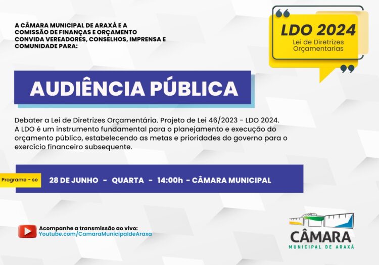 Convite: Audiência LDO 2024- 28/06/2023