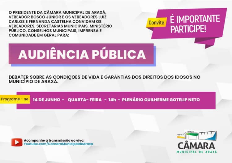 Convite: Audiência Pública: Direitos dos Idosos hoje – 14/06