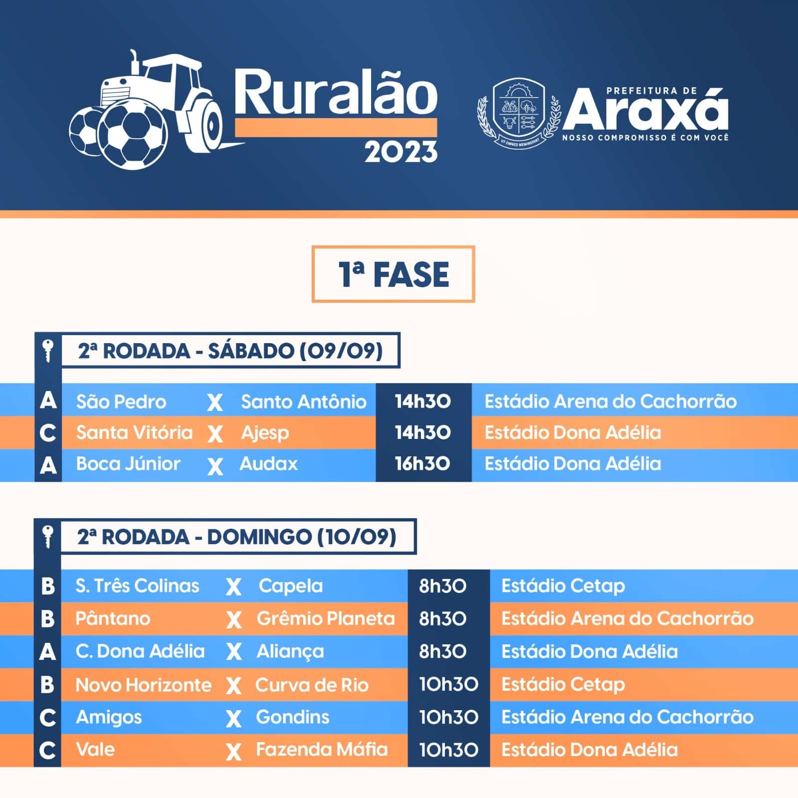 Confira os jogos da rodada deste domingo do Campeonato Rural de