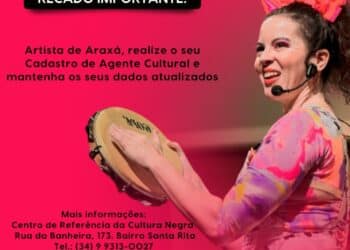 Fundação Cultural Calmon Barreto convoca artistas de Araxá para realizar ou atualizar o Cadastro de Agente Cultural