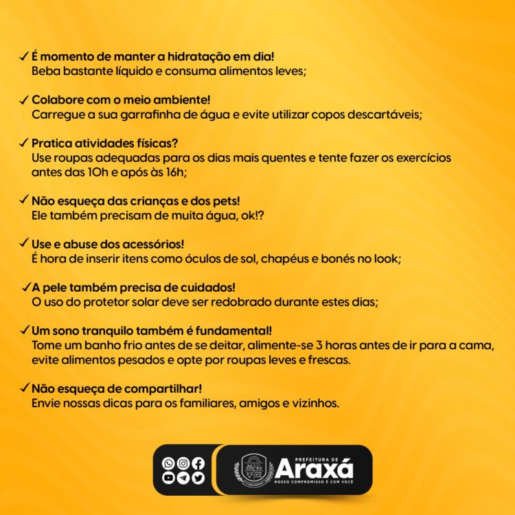 Dicas para os dias de altas temperaturas