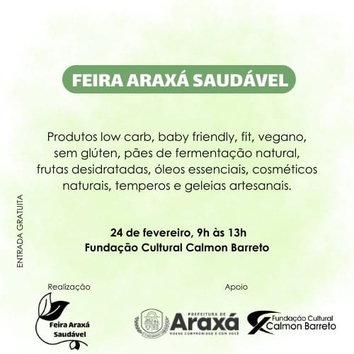5ª edição da Feira Araxá Saudável acontece na Fundação Cultural Calmon Barreto neste sábado (24)