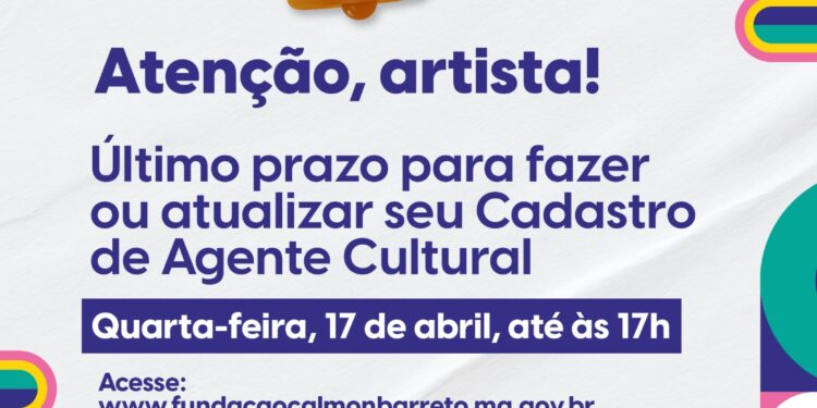 Prazo para realização e atualização do Cadastro Municipal de Cultura termina nesta quarta-feira (17)
