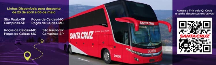 Venha para o Flipoços 2024 com a segurança e comodidade da Viação Santa Cruz