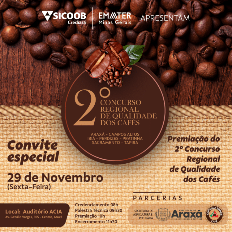Araxá sedia o 2º Concurso Regional de Qualidade dos Cafés nesta sexta-feira