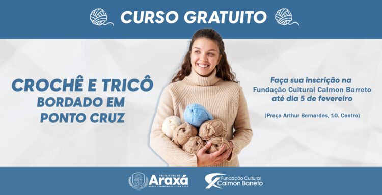 Ateliê de Tecelagem abre vagas para cursos de Crochê e Tricô e Bordado em Ponto Cruz