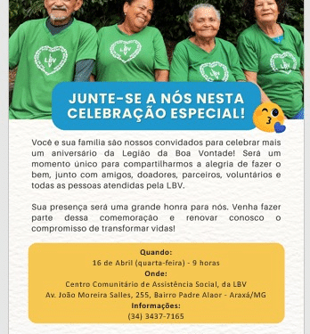 CONVITE DA LBV – ARAXÁ