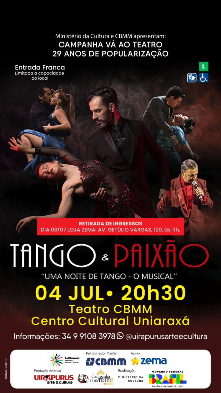 Uma noite de Tango – Tango & Paixão – 04 de Julho de 2025 – Uirapurus Arte & Cultura