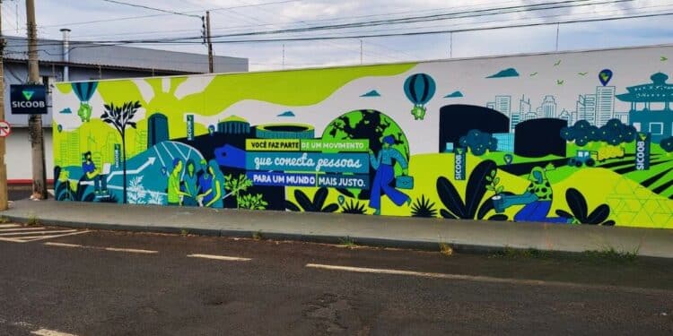 Arte Urbana e Cooperativismo: muro do Sicoob Creditril ganha vida em Uberlândia-MG