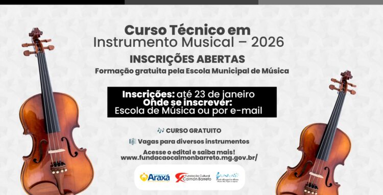 Prefeitura de Araxá abre inscrições para curso técnico em Instrumento Musical