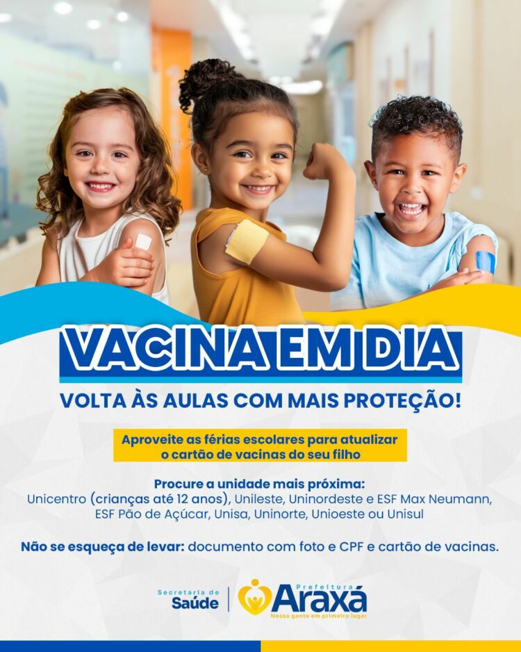 Saúde convoca crianças e adolescentes para atualização do cartão de vacinas durante as férias escolares