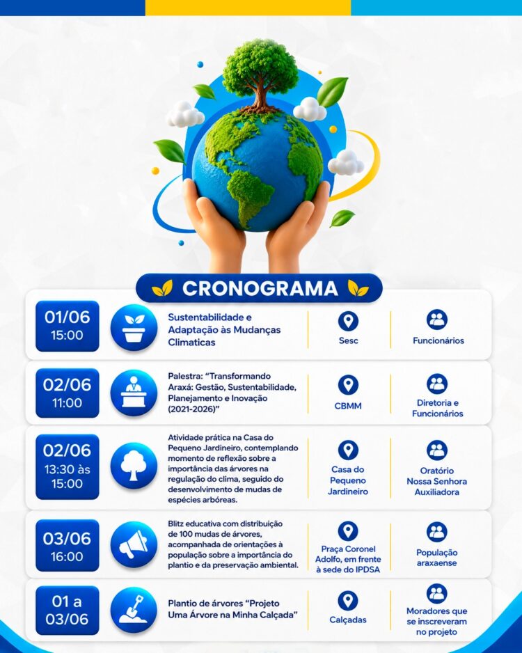 Semana do Meio Ambiente 2026 convida população a plantar o futuro e fortalecer ações pelo clima em Araxá