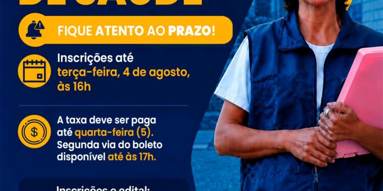 Inscrições para processo seletivo de Agentes Comunitários de Saúde terminam nesta terça-feira; taxa deve ser paga até quarta (5)