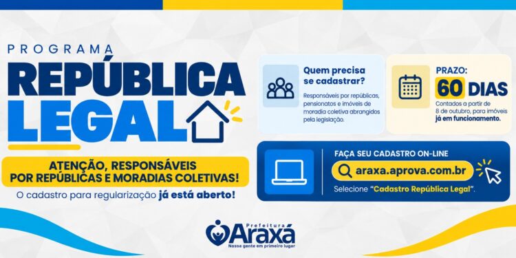 Responsáveis por repúblicas e moradias coletivas em Araxá têm 60 dias para solicitar regularização