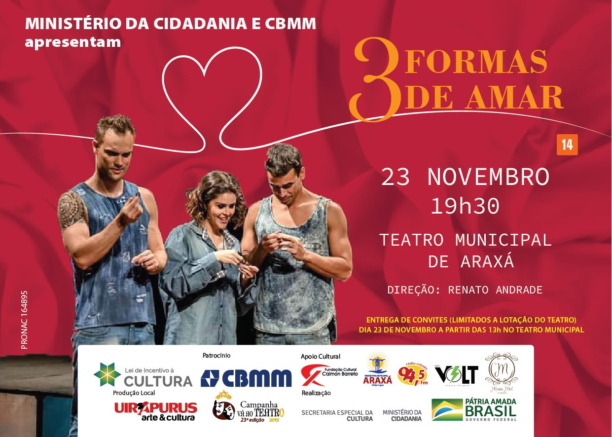 Campanha Vá ao Teatro, encerra edição 2019 com comédia romântica em Araxá